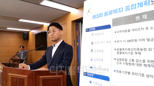 박정훈 농림축산식품부 동물복지환경정책관, 제3차 동물복지종합계획 발표. 사진=농림축산식품부